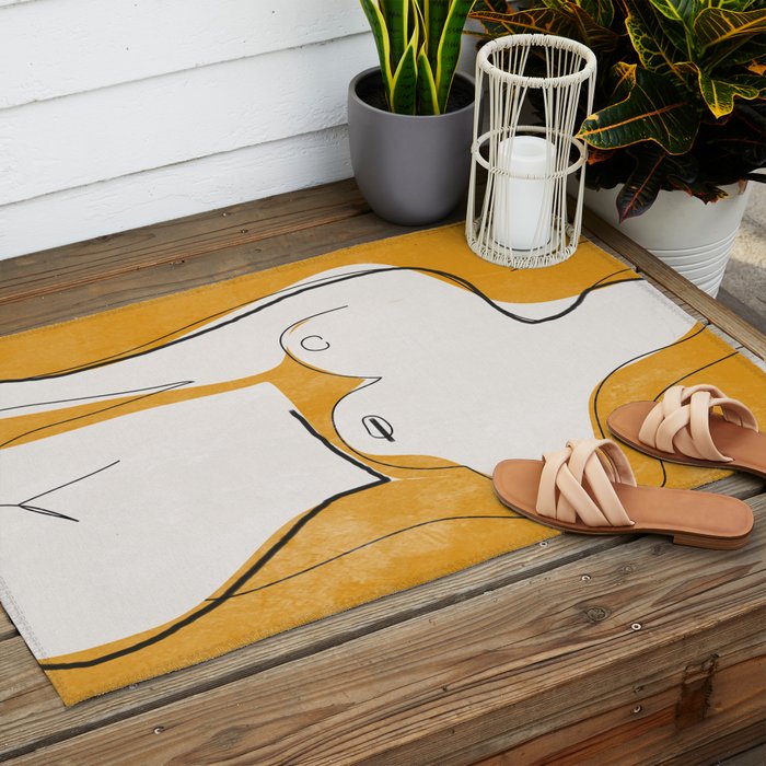 Abstract Line Art Nude Outdoor Rug Gallery Image 2