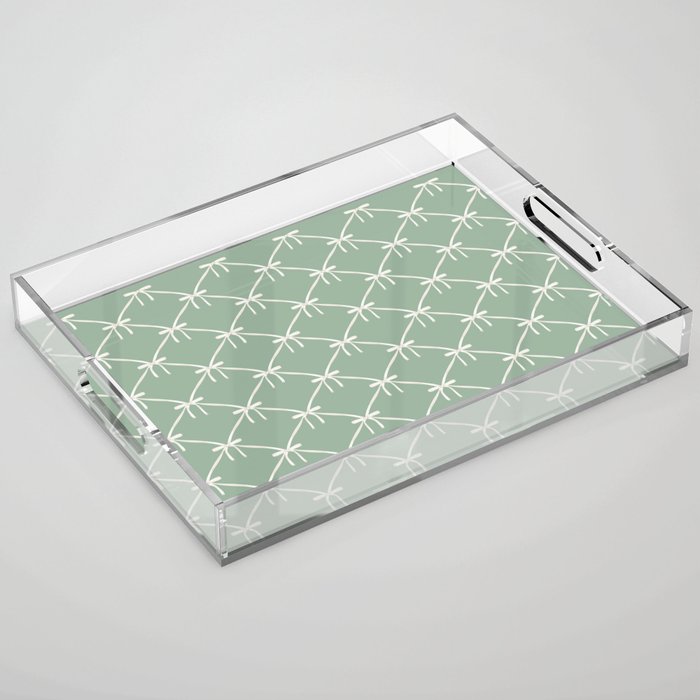 Bows & Ribbons Pattern XXVII Sage Green Acrylic Tray Gallery Image 1
