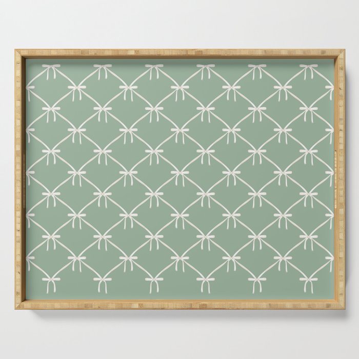 Bows & Ribbons Pattern XXVII Sage Green Serving Tray Gallery Image 1
