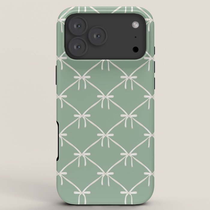Bows & Ribbons Pattern XXVII Sage Green iPhone Case Gallery Image 8