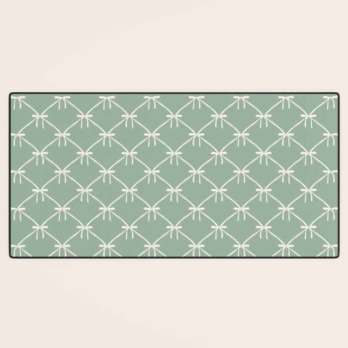 Bows & Ribbons Pattern XXVII Sage Green Desk Mat Gallery Image 3