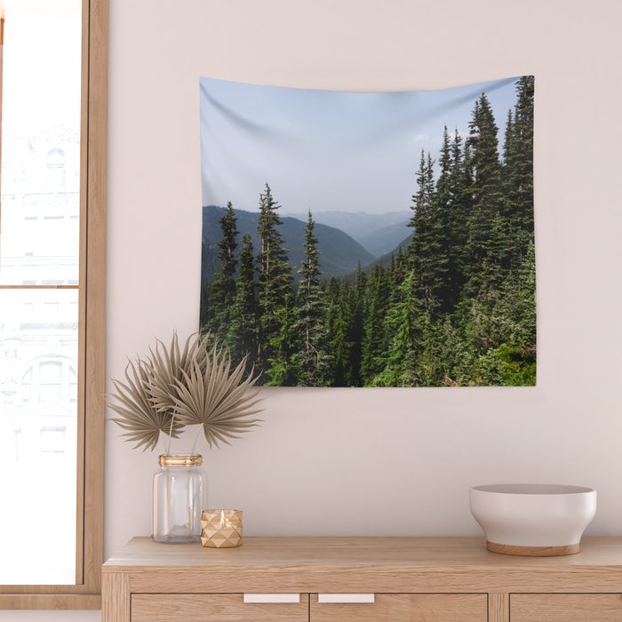 Mount Rainier Summer Adventure VII - Pacific Northwest Mountain Landscape Wall Tapestry Gallery Image 2