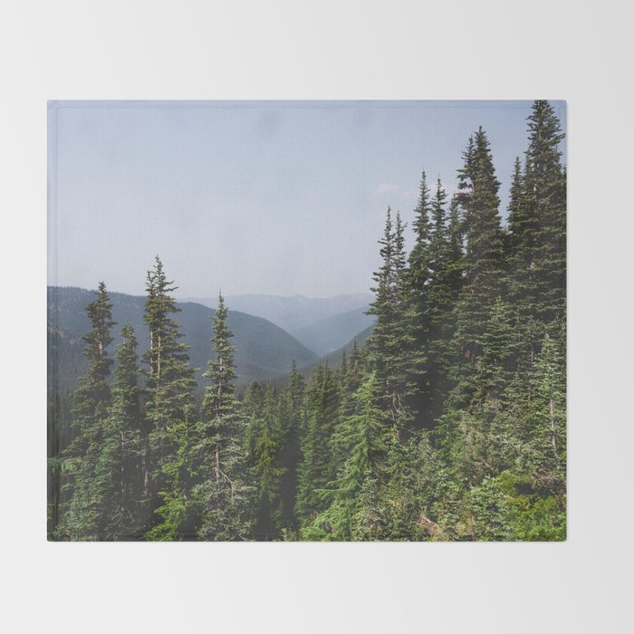 Mount Rainier Summer Adventure VII - Pacific Northwest Mountain Landscape Throw Blanket Gallery Image 2