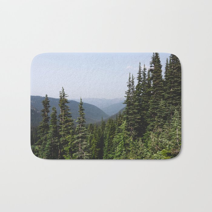 Mount Rainier Summer Adventure VII - Pacific Northwest Mountain Landscape Bath Mat Gallery Image 1