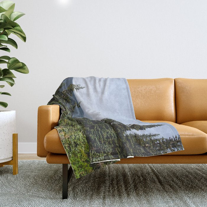 Mount Rainier Summer Adventure VII - Pacific Northwest Mountain Landscape Throw Blanket Gallery Image 1