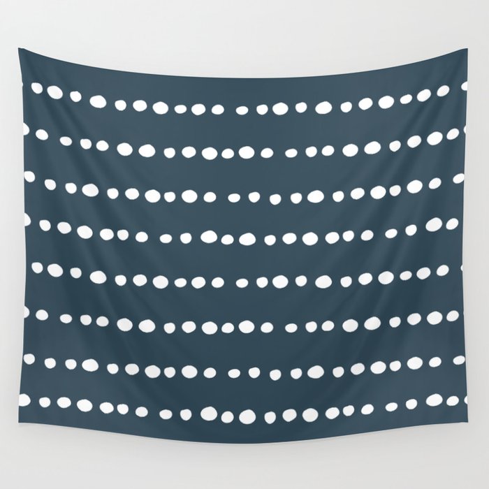 Spotted Mudcloth, Teal and White, Boho Prints Wall Tapestry Gallery Image 4