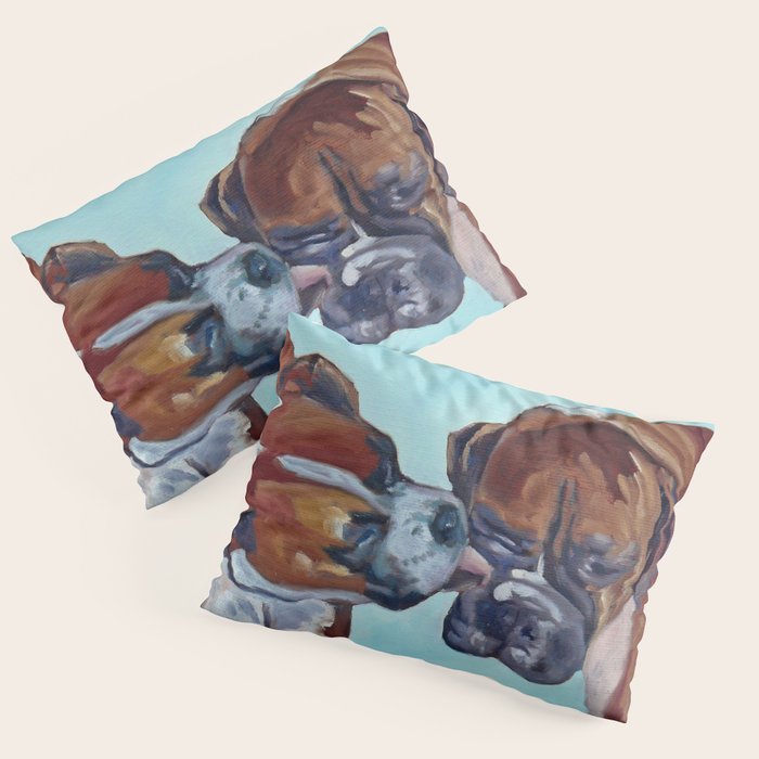 Kissing Boxers Dogs Portrait Pillow Sham Gallery Image 3