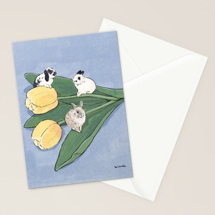 Tulip and bunnies Stationery Card Gallery Image 2