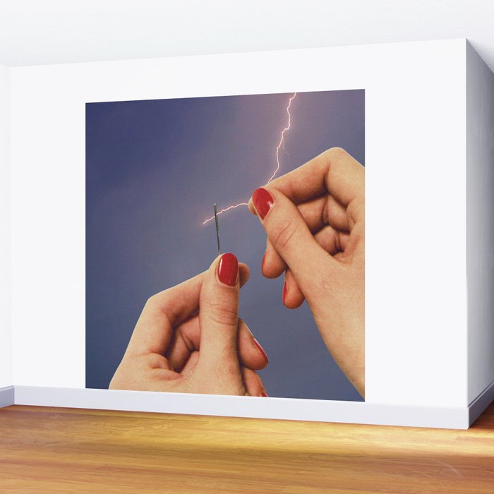 Elysian thread - Sewing hands/thunder & lighting Wall Mural Gallery Image 2