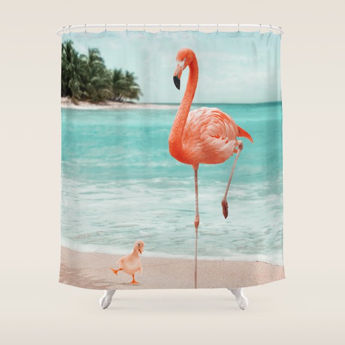 WANNABE FLAMINGO Shower Curtain Gallery Image 1