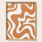 Liquid Swirl Retro Modern Abstract Pattern in Orange Ochre and White Serving Tray Gallery Image 1