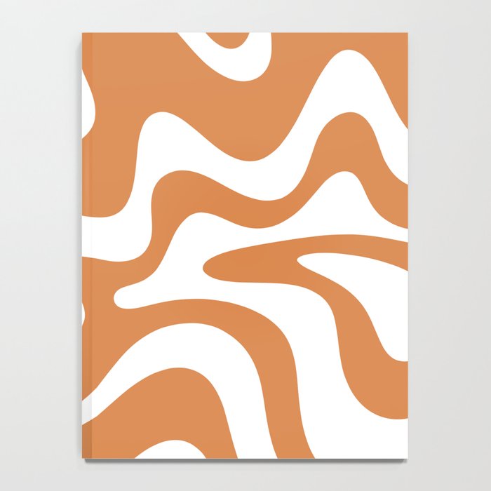 Liquid Swirl Retro Modern Abstract Pattern in Orange Ochre and White Notebook Gallery Image 4
