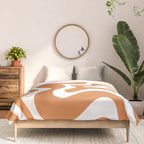 Liquid Swirl Retro Modern Abstract Pattern in Orange Ochre and White Comforter Gallery Image 3