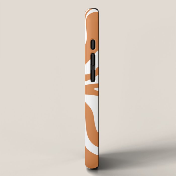 Liquid Swirl Retro Modern Abstract Pattern in Orange Ochre and White iPhone Case Gallery Image 2