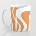 Liquid Swirl Retro Modern Abstract Pattern in Orange Ochre and White Coffee Mug Gallery Image 3