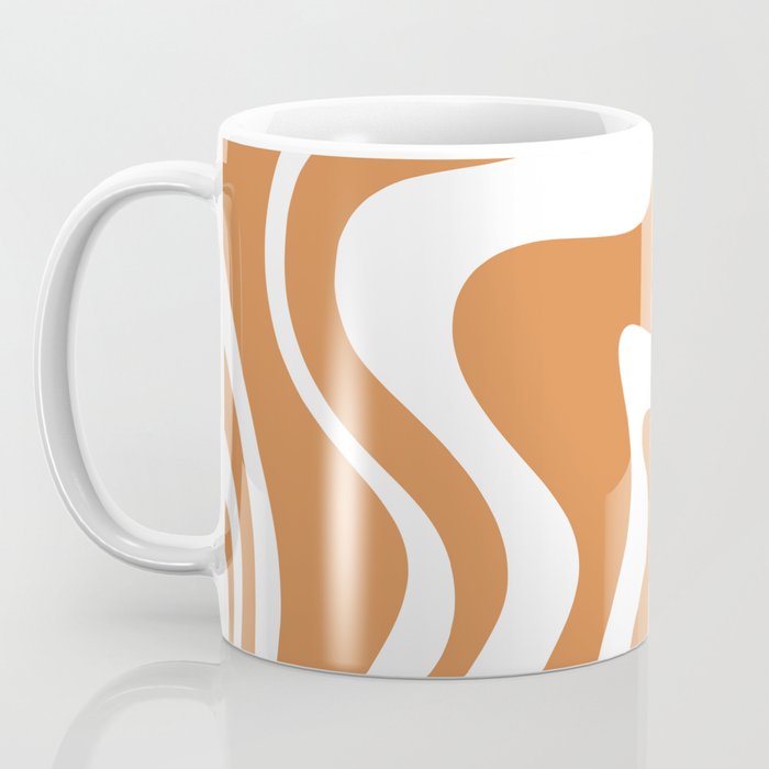 Liquid Swirl Retro Modern Abstract Pattern in Orange Ochre and White Coffee Mug Gallery Image 3