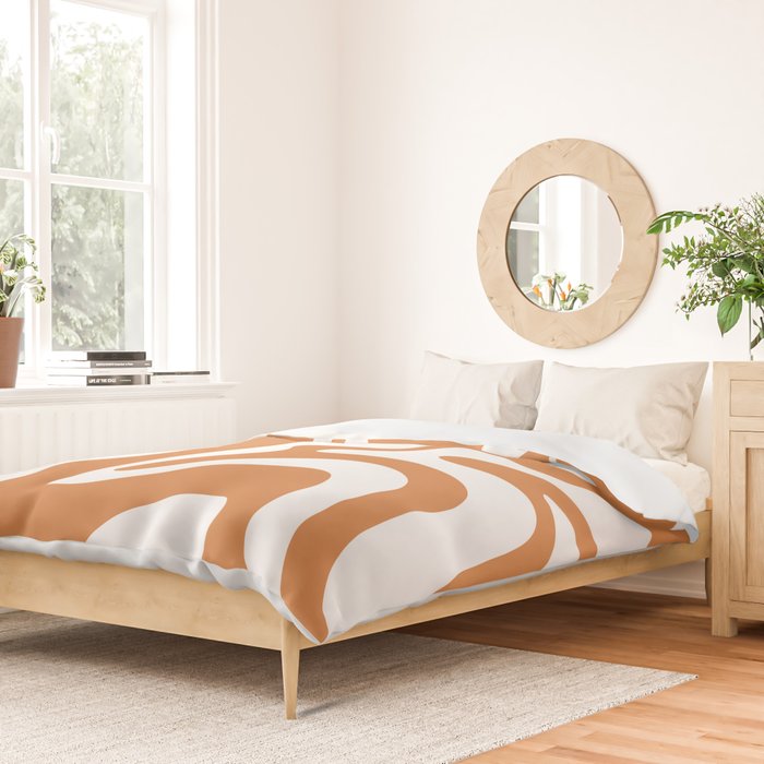 Liquid Swirl Retro Modern Abstract Pattern in Orange Ochre and White Duvet Cover Gallery Image 2