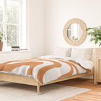 Liquid Swirl Retro Modern Abstract Pattern in Orange Ochre and White Duvet Cover Gallery Image 2