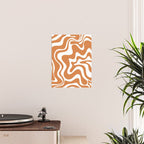 Liquid Swirl Retro Modern Abstract Pattern in Orange Ochre and White Poster Gallery Image 2