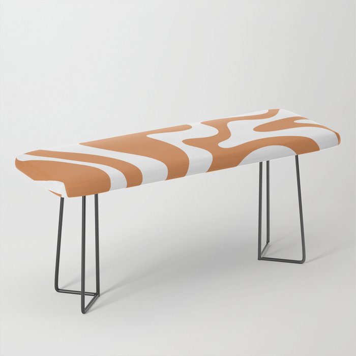 Liquid Swirl Retro Modern Abstract Pattern in Orange Ochre and White Bench Gallery Image 1