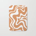Liquid Swirl Retro Modern Abstract Pattern in Orange Ochre and White Bath Mat Gallery Image 1