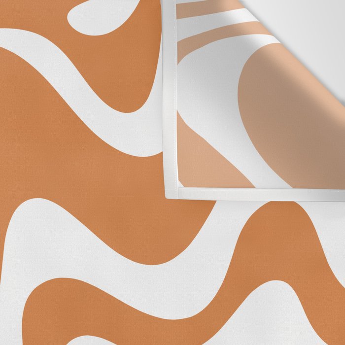 Liquid Swirl Retro Modern Abstract Pattern in Orange Ochre and White Wall Tapestry Gallery Image 3