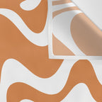 Liquid Swirl Retro Modern Abstract Pattern in Orange Ochre and White Wall Tapestry Gallery Image 3