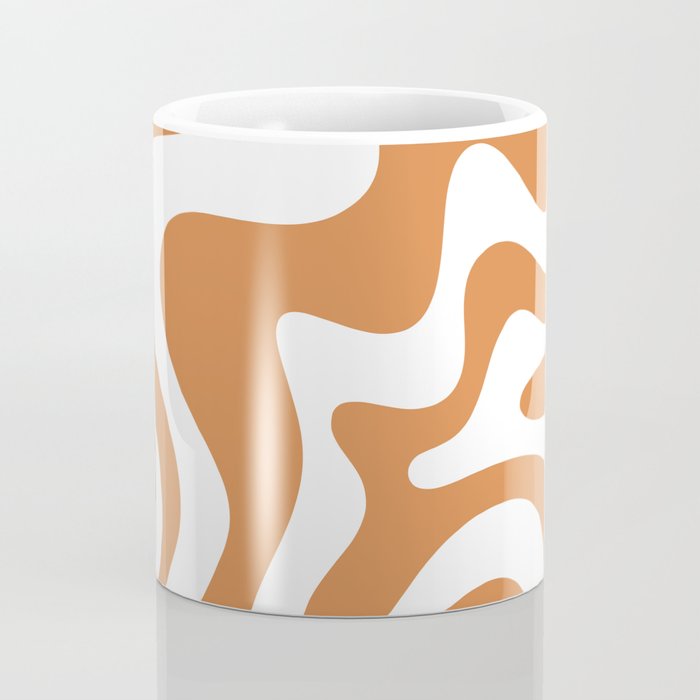 Liquid Swirl Retro Modern Abstract Pattern in Orange Ochre and White Coffee Mug Gallery Image 4