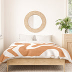 Liquid Swirl Retro Modern Abstract Pattern in Orange Ochre and White Duvet Cover Gallery Image 3