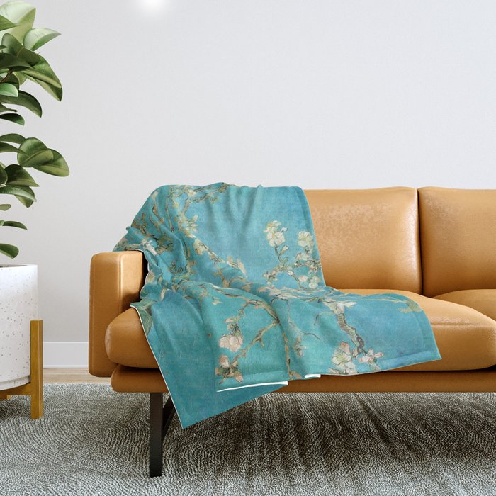 Almond Blossom by Vincent van Gogh, 1890 Throw Blanket Gallery Image 1