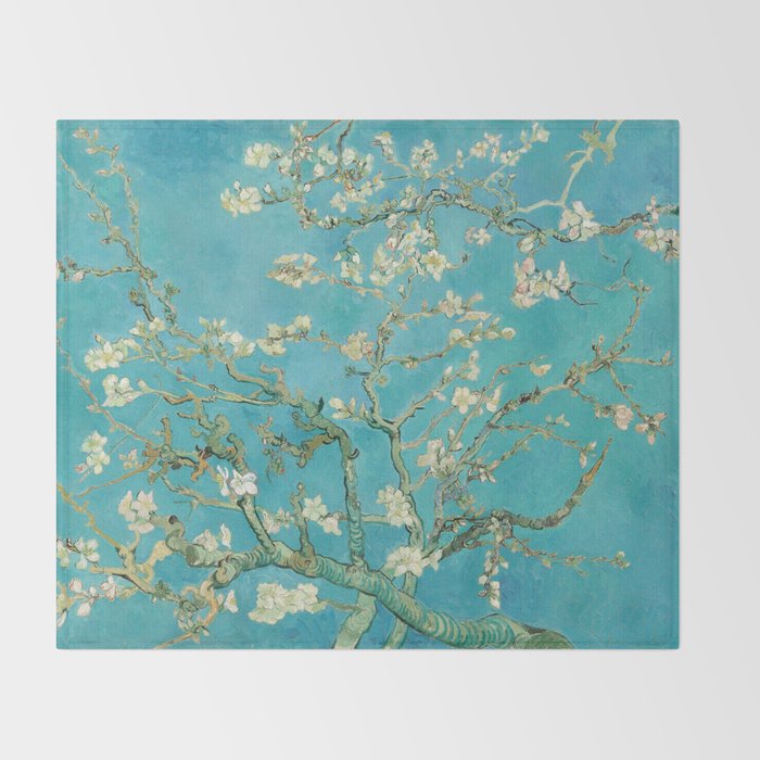 Almond Blossom by Vincent van Gogh, 1890 Throw Blanket Gallery Image 2