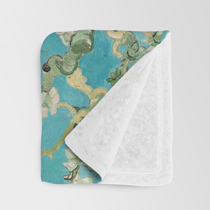 Almond Blossom by Vincent van Gogh, 1890 Throw Blanket Gallery Image 3