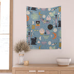 Lunar Pattern: Blue Moon Wall Tapestry Gallery Image 2