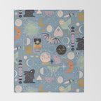 Lunar Pattern: Blue Moon Throw Blanket Gallery Image 2