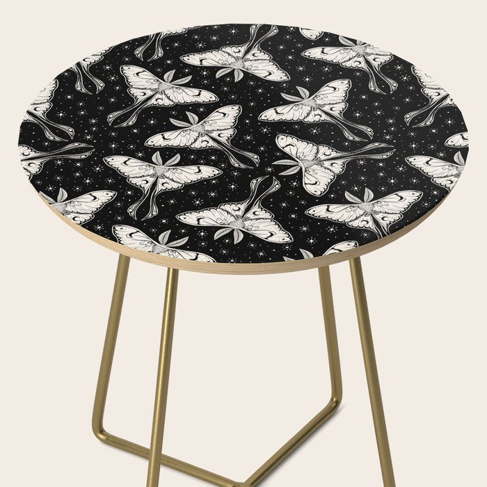 Luna Moth In Black and White Side Table Gallery Image 2