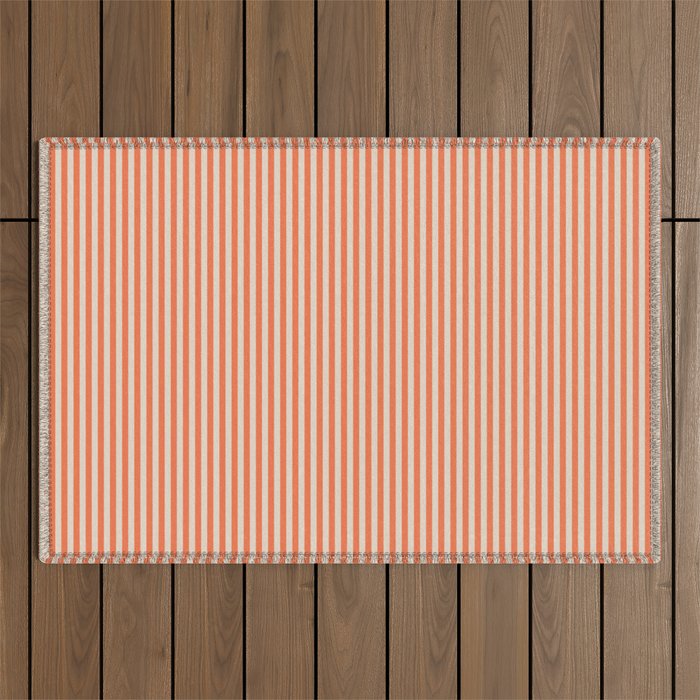 Retro Orange Stripe Pattern Outdoor Rug Gallery Image 1