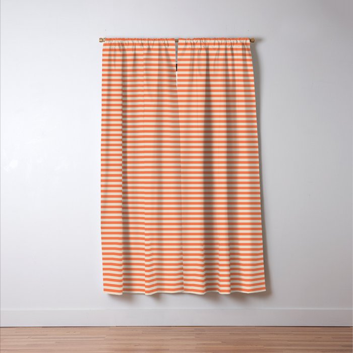 Retro Orange Stripe Pattern Window Curtain Gallery Image 3