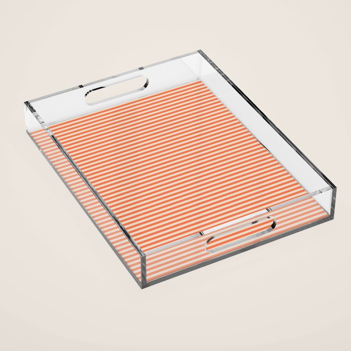 Retro Orange Stripe Pattern Acrylic Tray Gallery Image 1