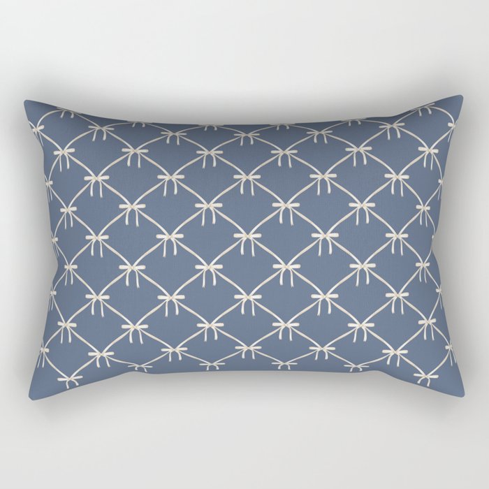 Bows & Ribbons Pattern XLIII Neutral Blue Rectangular Pillow Gallery Image 2