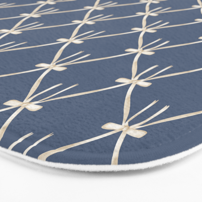 Bows & Ribbons Pattern XLIII Neutral Blue Bath Mat Gallery Image 3