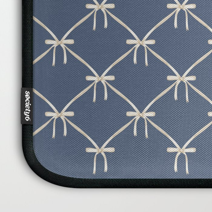 Bows & Ribbons Pattern XLIII Neutral Blue Laptop Sleeve Gallery Image 3