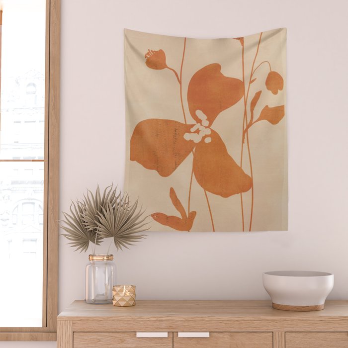 Abstract Minimal Flowers 3 Wall Tapestry Gallery Image 2