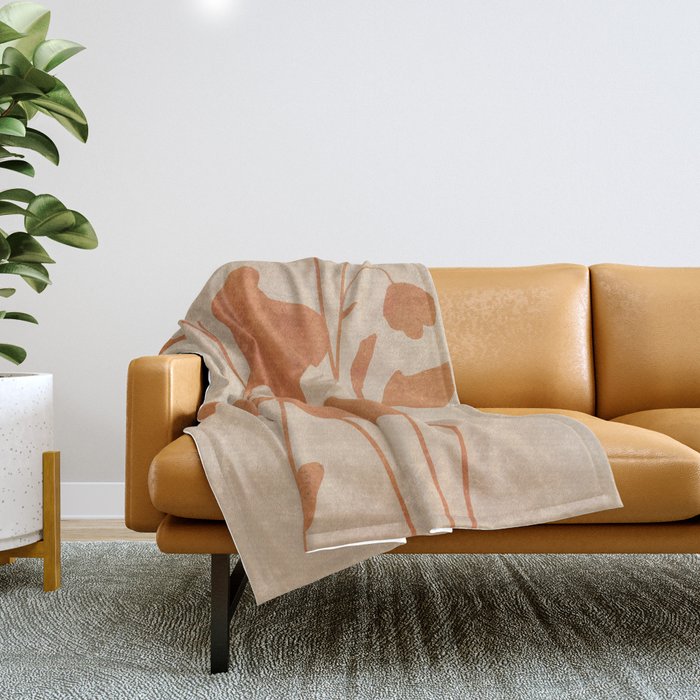 Abstract Minimal Flowers 3 Throw Blanket Gallery Image 1