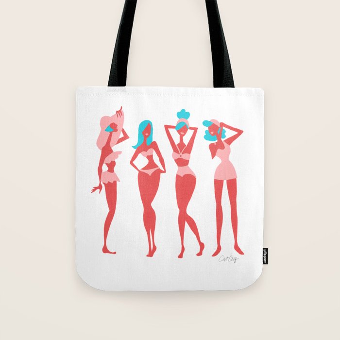 Beach Bombshells - Cyan & Coral Palette Tote Bag Gallery Image 1