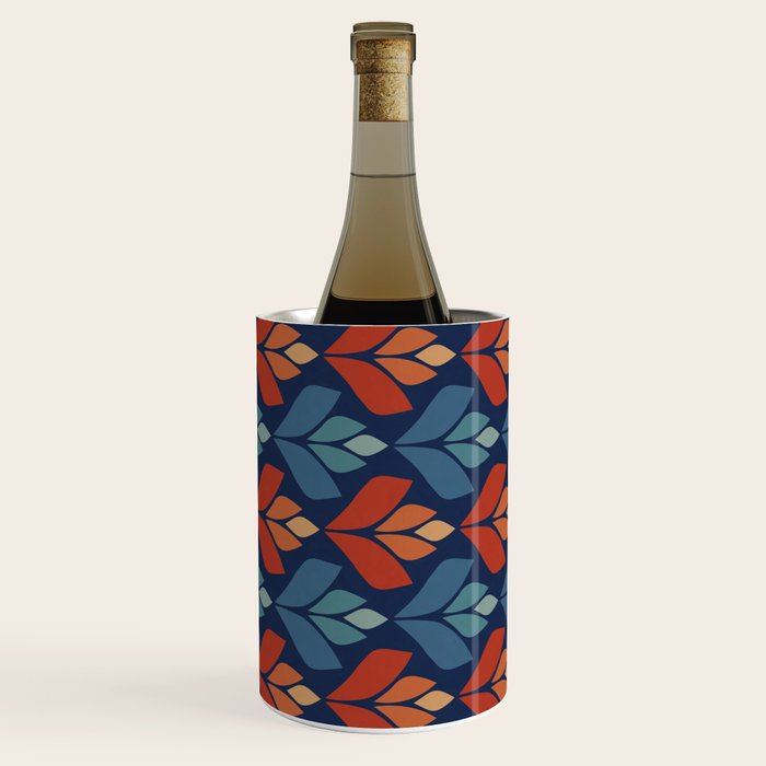 Blue & Red Retro Trefoil Pattern Wine Chiller Gallery Image 2