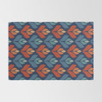 Blue & Red Retro Trefoil Pattern Rug Gallery Image 2