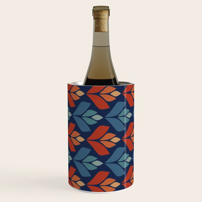 Blue & Red Retro Trefoil Pattern Wine Chiller Gallery Image 3