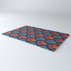 Blue & Red Retro Trefoil Pattern Rug Gallery Image 3