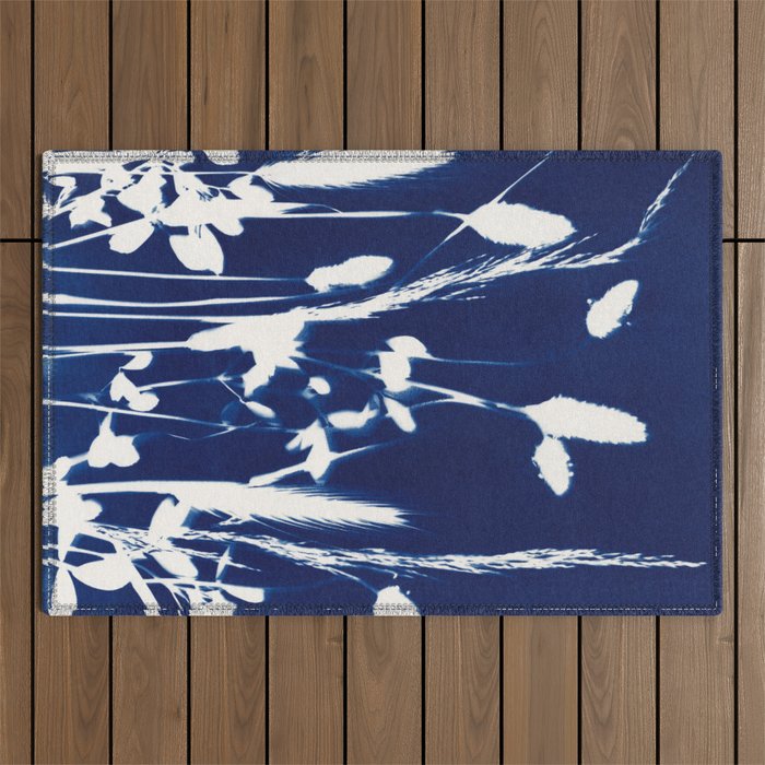 Cyan Herbarium #1 Outdoor Rug Gallery Image 1