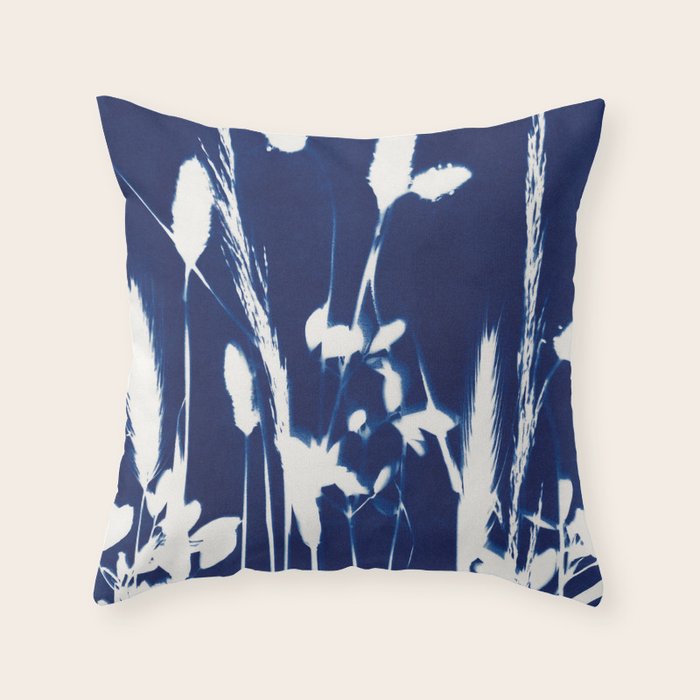 Cyan Herbarium #1 Throw Pillow Gallery Image 6